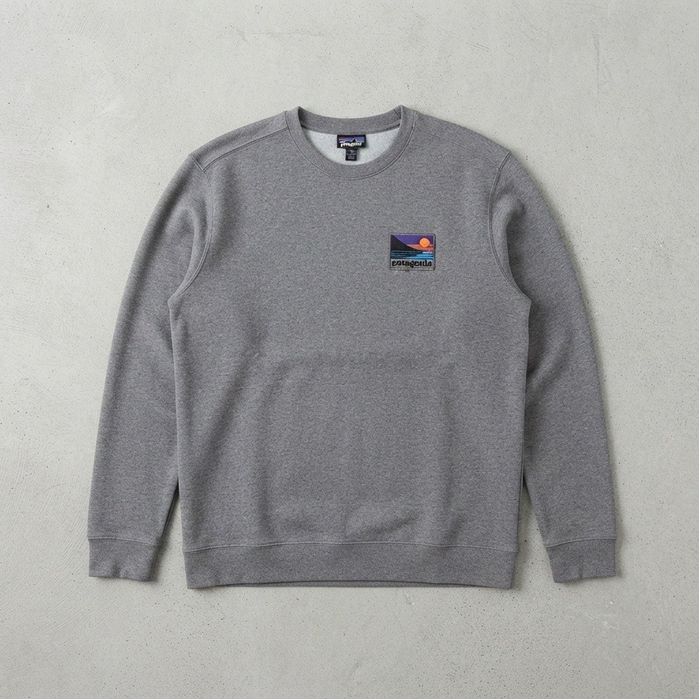 Patagonia Organic Cotton Up & Out Midweight Crew Sweatshirt Feather Grey Large